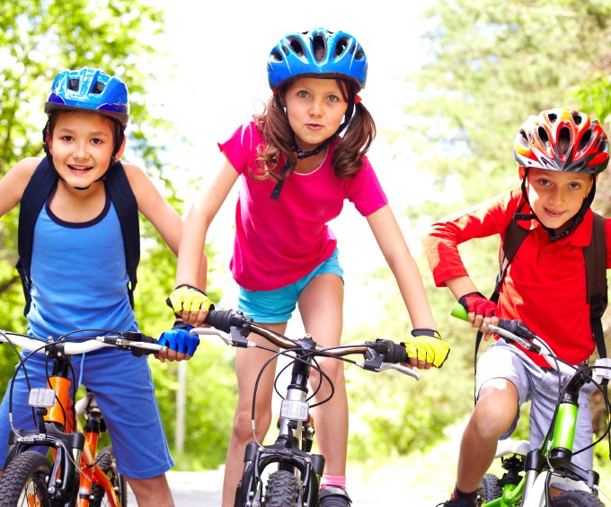 kids wearing helmets