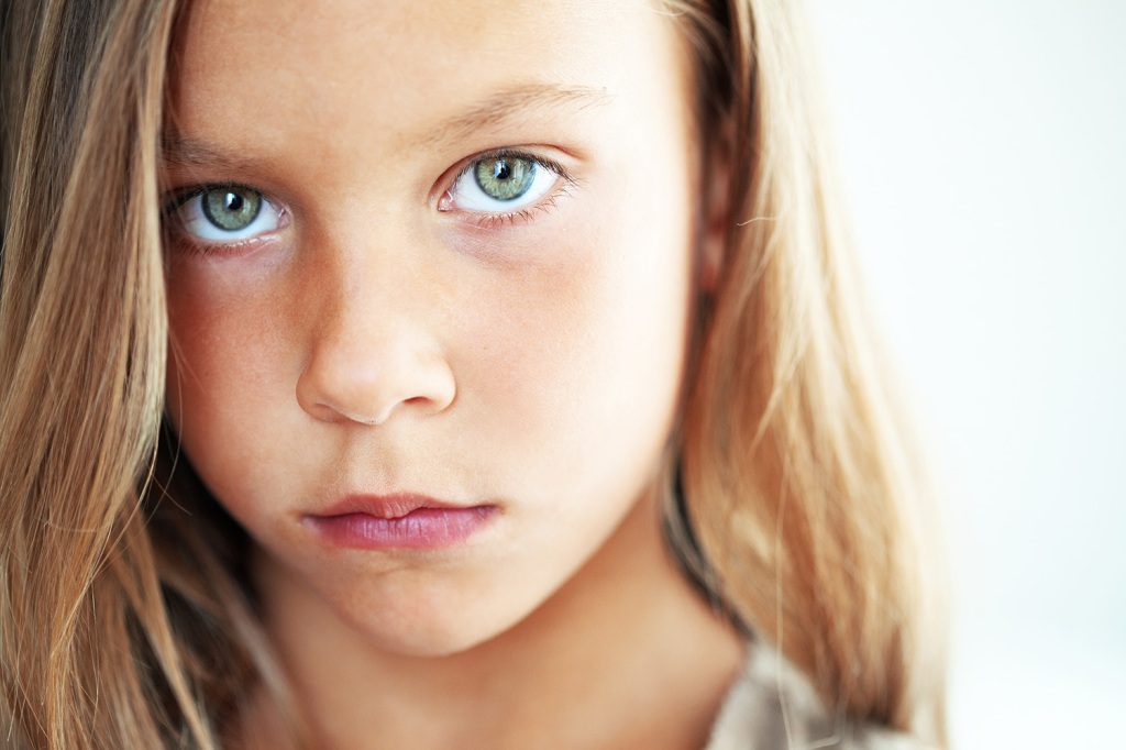 Portrait of sad child closeup