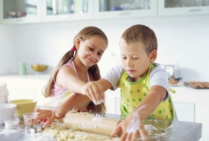 stock children cooking food